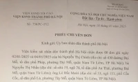 Văn phòng cơ quan CSĐT Bộ Công an, VKSND TP Hà Nội chuyển đơn đề nghị giải quyết theo quy định pháp luật