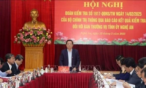 Thông qua kết quả kiểm tra đối với Ban Thường vụ Tỉnh ủy Nghệ An