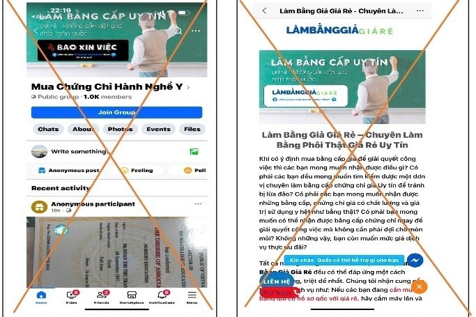 Hội nhóm quảng cáo công khai việc mua bán giấy phép, chứng chỉ hành nghề giả chung-chi.jpg