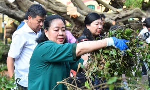 Hà Nội: Toàn dân đồng loạt ra quân tổng vệ sinh môi trường khắc phục hậu quả cơn bão số 3