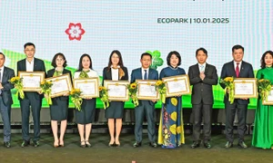 Đảng ủy, Ban lãnh đạo Vietcombank trao thưởng cho các tập thể, cá nhân đạt giải Búa liềm vàng năm 2024 