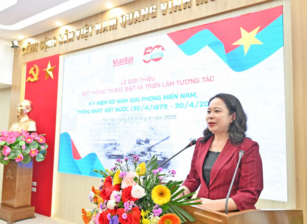 Phó Chủ tịch nước Võ Thị Ánh Xuân phát biểu tại buổi Lễ. pctn-vothianhxuan1.jpg