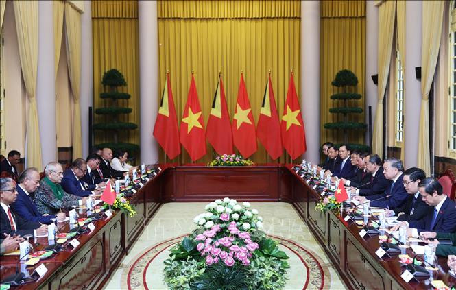 Chủ tịch nước Tô Lâm hội đàm với Tổng thống Timor-Leste Jose Ramos-Horta. Ảnh: Lâm Khánh/TTXVN Chú thích ảnh