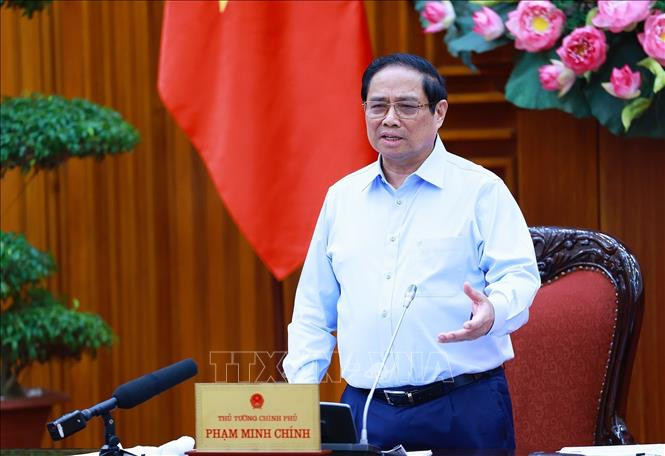 Thủ tướng Phạm Minh Chính chủ trì họp Thường trực Chính phủ về một số luật. Ảnh: Dương Giang/TTXVN Chú thích ảnh
