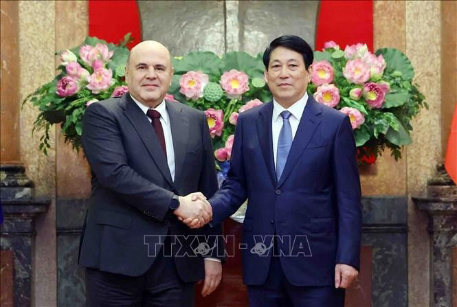 Chủ tịch nước Lương Cường tiếp Thủ tướng Liên bang Nga Mikhail Mishustin. Ảnh: Phạm Kiên/TTXVN Chủ tịch nước Lương Cường tiếp Thủ tướng Liên bang Nga Mikhail Mishustin. Ảnh: Phạm Kiên/TTXVN