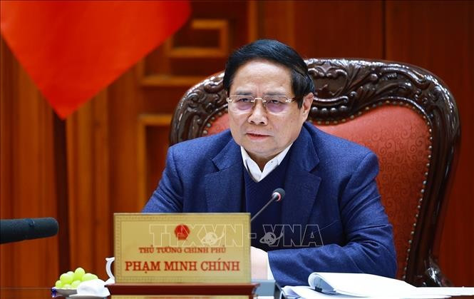 Thủ tướng Phạm Minh Chính chủ trì cuộc họp. Ảnh: Dương Giang/TTXVN Thủ tướng Phạm Minh Chính chủ trì cuộc họp. Ảnh: Dương Giang/TTXVN