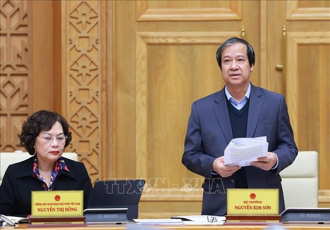 Bộ trưởng Bộ Giáo dục và Đào tạo Nguyễn Kim Sơn phát biểu. Ảnh: Dương Giang/TTXVN Bộ trưởng Bộ Giáo dục và Đào tạo Nguyễn Kim Sơn phát biểu. Ảnh: Dương Giang/TTXVN