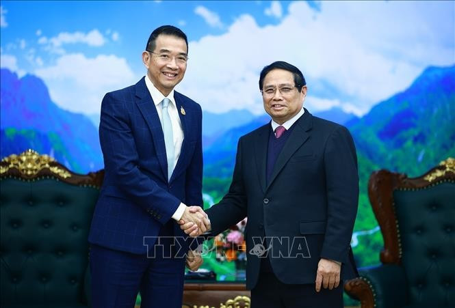 Thủ tướng Phạm Minh Chính tiếp Bộ trưởng Ngoại giao Thái Lan Maris Sangiampongsa. Ảnh: Dương Giang-TTXVN Thủ tướng Phạm Minh Chính tiếp Bộ trưởng Ngoại giao Thái Lan Maris Sangiampongsa. Ảnh: Dương Giang-TTXVN
