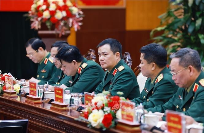 Lãnh đạo Bộ Quốc phòng và Tập đoàn Công nghiệp - Viễn thông Quân đội (Viettel) tham dự buổi làm việc. Ảnh: Dương Giang/TTXVN Lãnh đạo Bộ Quốc phòng và Tập đoàn Công nghiệp - Viễn thông Quân đội (Viettel) tham dự buổi làm việc. Ảnh: Dương Giang/TTXVN