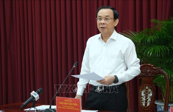 Ủy viên Bộ Chính trị, Bí thư Thành ủy Thành phố Hồ Chí Minh Nguyễn Văn Nên, Trưởng Đoàn kiểm tra, phát biểu tại hội nghị Ủy viên Bộ Chính trị, Bí thư Thành ủy Thành phố Hồ Chí Minh Nguyễn Văn Nên, Trưởng Đoàn kiểm tra, phát biểu tại hội nghị