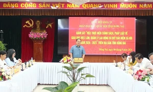 Toàn cảnh cuộc giám sát của Đoàn ĐBQH tỉnh Đồng Nai với UBND tỉnh việc thực hiện chính sách, pháp luật về giáo dục việc làm, quản lý lao động và Bảo hiểm xã hội Ảnh: Lan Mai