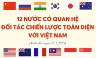 12 nước có quan hệ Đối tác chiến lược toàn diện với Việt Nam 