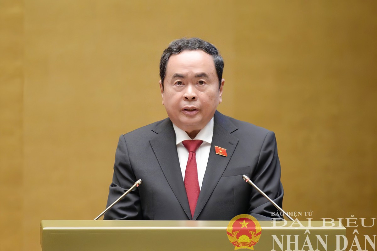 Chủ tịch Quốc hội Trần Thanh Mẫn chủ trì và phát biểu khai mạc Phiên chất vấn. Ảnh: Hồ Long ctqh.jpg