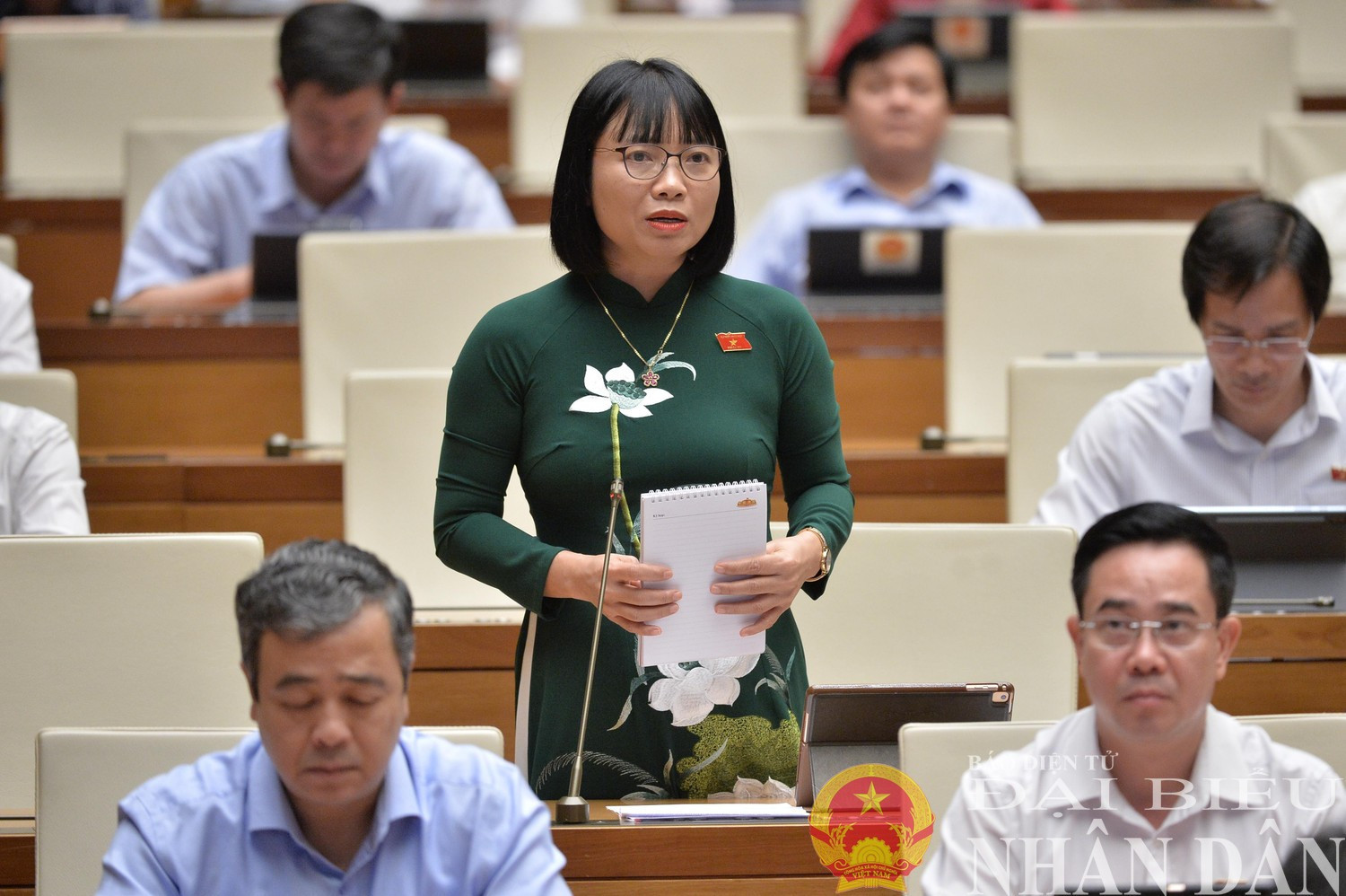 Đại biểu Quốc hội Nguyễn Thị Việt Nga (Hải Dương) chất vấn. Ảnh: Hồ Long dbqh-nguyen-thi-viet-nga-hai-duong.jpg