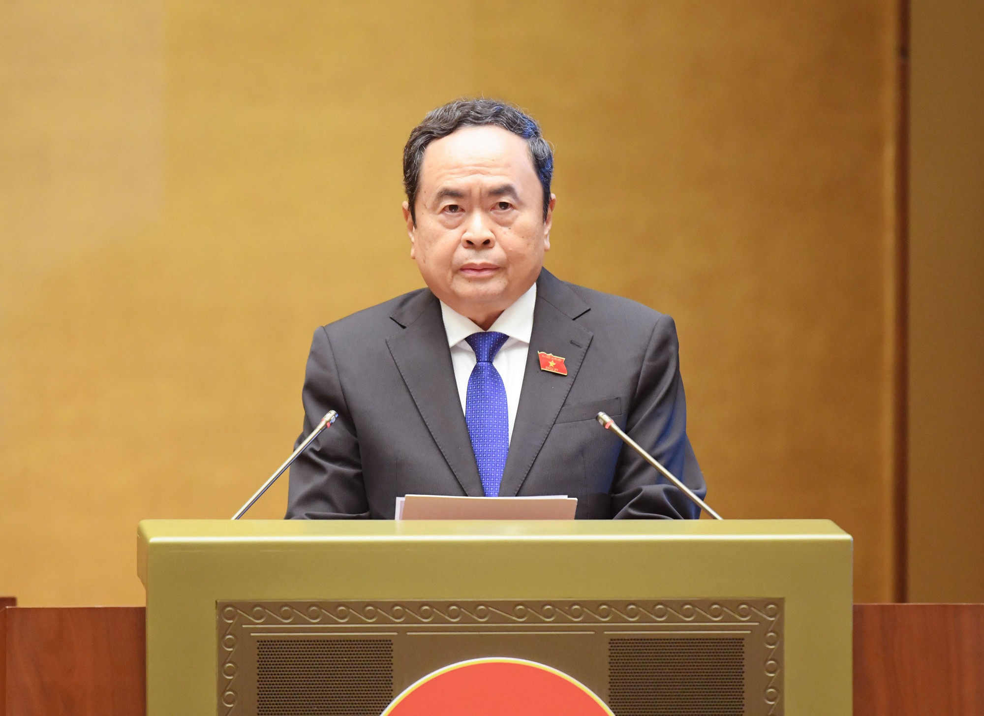Chủ tịch Quốc hội Trần Thanh Mẫn phát biểu kết thúc phiên chất vấn và trả lời chất vấn. Ảnh: Lâm Hiển bv1.jpg
