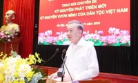 Tổng Bí thư Tô Lâm trực tiếp trao đổi chuyên đề “Kỷ nguyên phát triển mới - Kỷ nguyên vươn mình của dân tộc Việt Nam” tại Học viện Chính trị quốc gia Hồ Chí Minh ngày 25.11.2024. Ảnh: Lâm Hiển