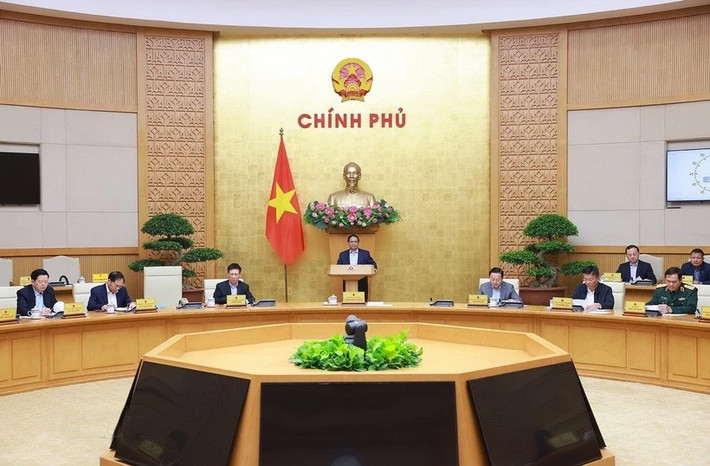 Thủ tướng Phạm Minh Chính chủ trì Phiên họp Chính phủ chuyên đề về xây dựng pháp luật tháng 3.2025. Ảnh: Dương Giang/TTXVN tt.jpg