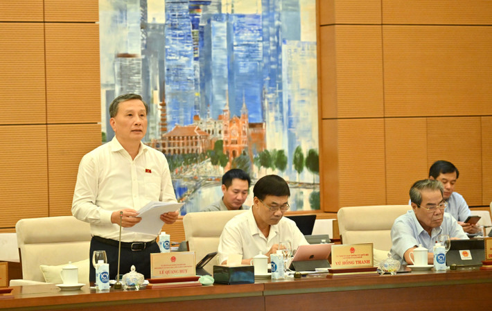 Chủ nhiệm Ủy ban Khoa học, Công nghệ và Môi trường Lê Quang Huy trình bày Báo cáo thẩm tra dự án Luật. Ảnh: Quang Khánh chu-nhiem-uy-ban-khoa-hoc-cong-nghe-va-moi-truong-le-quang-huy-1-230.jpg