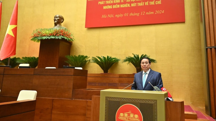 Thủ tướng Phạm Minh Chính phát biểu tại hội nghị. Ảnh: Quang Khánh avatar