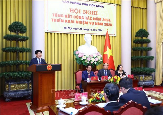 Chủ tịch nước Lương Cường phát biểu chỉ đạo. Ảnh: Lâm Khánh/TTXVN Chủ tịch nước Lương Cường phát biểu chỉ đạo. Ảnh: Lâm Khánh/TTXVN