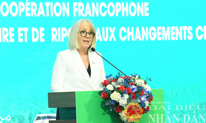 Tổng Giám đốc Tổ chức quốc tế Pháp ngữ (OIF) Caroline St-Hilaire phát biểu. Ảnh: Lâm Hiển Tổng Giám đốc Tổ chức quốc tế Pháp ngữ (OIF) Caroline St-Hilaire phát biểu. Ảnh: Lâm Hiển