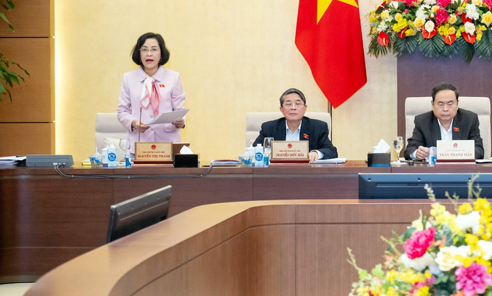Phó Chủ tịch Quốc hội Nguyễn Thị Thanh điều hành phiên họp. Ảnh: Hồ Long thi-thanh-a2.jpg