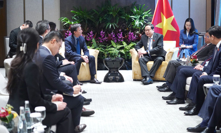 Quang cảnh Chủ tịch Quốc hội Trần Thanh Mẫn tiếp Phó Tổng Giám đốc Tập đoàn Temasek Holdings Chia Song Hwee. Ảnh: Doãn Tấn -TTXVN Quang cảnh Chủ tịch Quốc hội Trần Thanh Mẫn tiếp Phó Tổng Giám đốc Tập đoàn Temasek Holdings Chia Song Hwee. Ảnh: Doãn Tấn -TTXVN