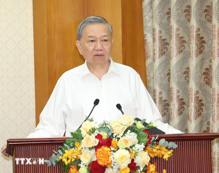Tổng Bí thư, Chủ tịch nước Tô Lâm phát biểu tại buổi làm việc với cán bộ lãnh đạo các cơ quan Nội chính Trung ương. (Ảnh: Trí Dũng/TTXVN) img-9370-4784.jpeg