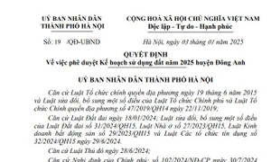 Hà Nội: Phê duyệt kế hoạch sử dụng đất huyện Đông Anh năm 2025