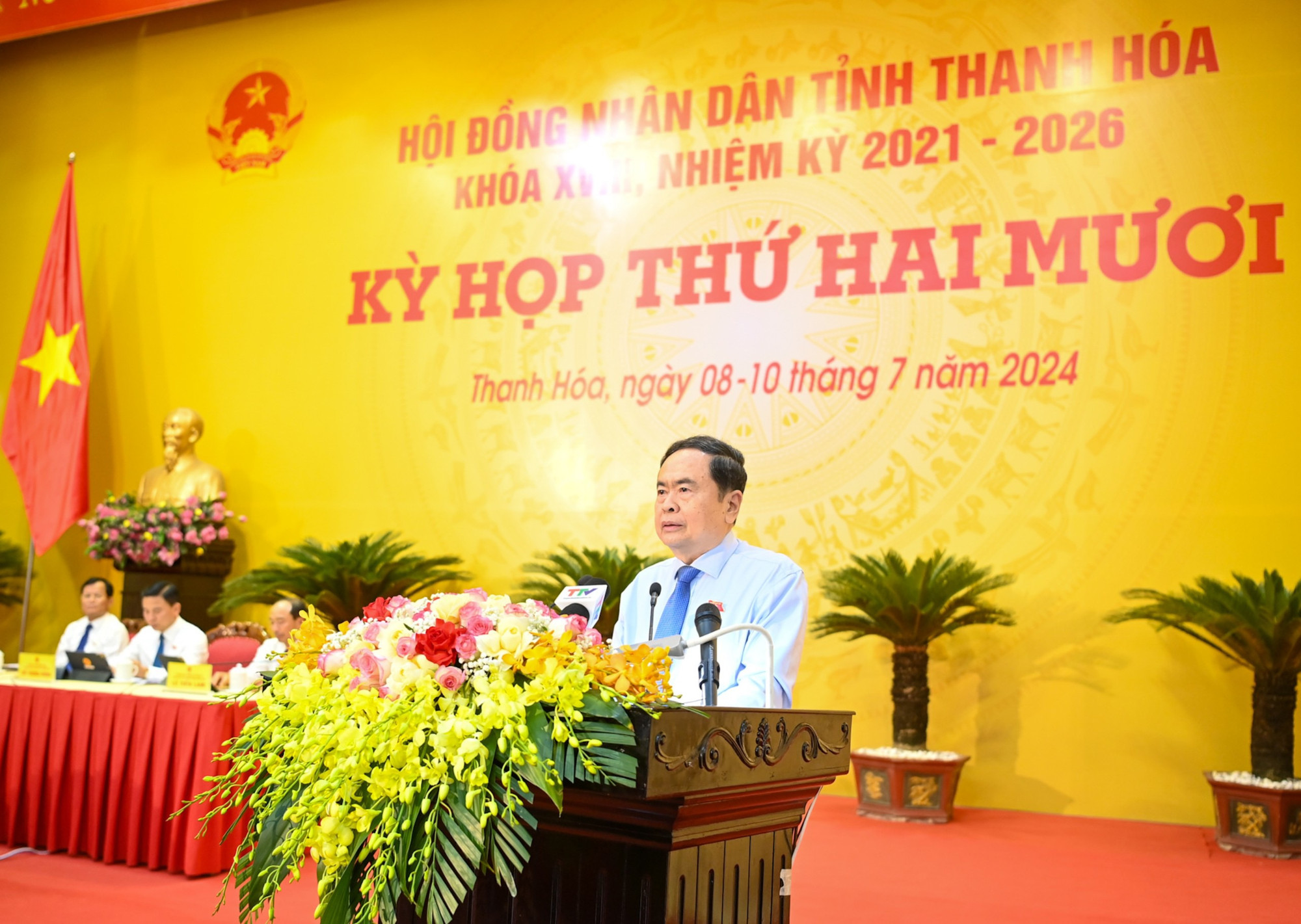 Chủ tịch Quốc hội Trần Thanh Mẫn phát biểu tại Kỳ họp thứ 20, HĐND tỉnh Thanh Hóa Khóa XVIII. Ảnh: Lâm Hiển Thanh Hóa phải bứt phá phát triển, xứng đáng với sự tin tưởng, kỳ vọng của Đảng, Nhà nước và Nhân dân
