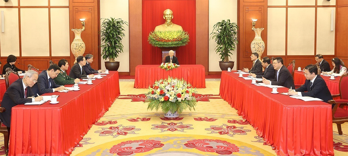 Tối 29/3/2023, tại Trụ sở Trung ương Đảng, Tổng Bí thư Nguyễn Phú Trọng đã điện đàm cấp cao với Tổng thống Hoa Kỳ Joe Biden. (Ảnh: TTXVN) Bài 1: Khẳng định bản sắc