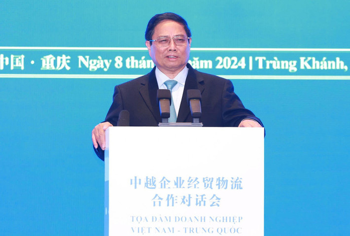 Thủ tướng Phạm Minh Chính phát biểu tại tọa đàm doanh nghiệp Việt Nam - Trung Quốc. Ảnh: Nhật Bắc t1.jpg