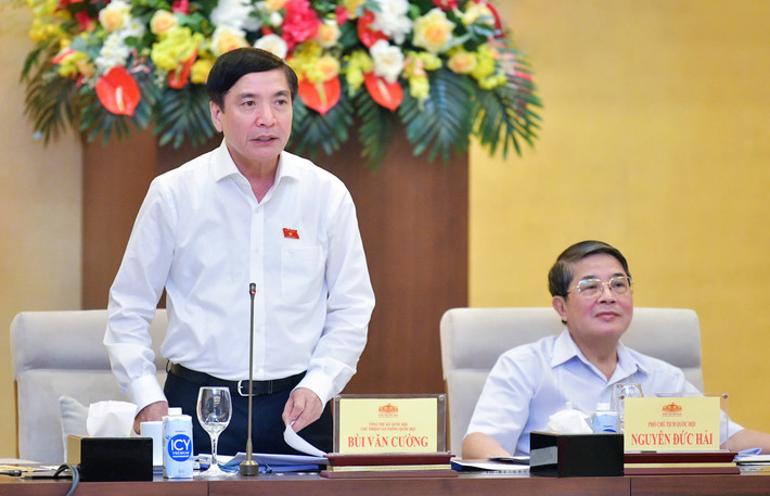 Tổng Thư ký Quốc hội, Chủ nhiệm Văn phòng Quốc hội Bùi Văn Cường - Phó trưởng Đoàn giám sát phát biểu. Ảnh: Hồ Long Chủ nhiệm VPQH Bùi Văn Cường.jpg