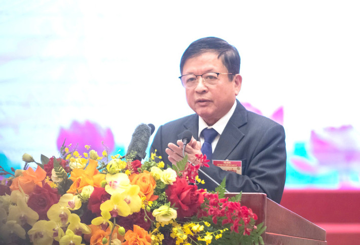 Chủ tịch Liên hiệp các Hội Văn học nghệ thuật Việt Nam, PGS. TS, Nhạc sĩ Đỗ Hồng Quân báo cáo tại Hội nghị. Ảnh: Nghĩa Đức ns5.jpg