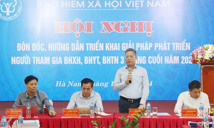 Phó Tổng Giám đốc Bảo hiểm xã hội Việt Nam Trần Đình Liệu phát biểu tại Hội nghị. Ảnh: Hà Hùng h1.jpg