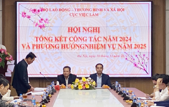 Hội nghị tổng kết công tác năm 2024 và phương hướng nhiệm vụ năm 2025 do Cục Việc làm, Bộ Lao động,Thương binh và Xã hội tổ chức. Ảnh: BN 1.jpg