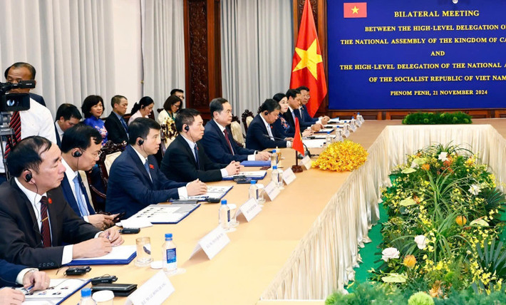 Chủ tịch Quốc hội Trần Thanh Mẫn phát biểu tại cuộc hội đàm. Ảnh: Doãn Tấn – TTXVN ctqh-hoi-dam-a3.jpg