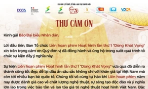 Ban Tổ chức Liên hoan phim Hoạt hình lần thứ I cảm ơn sự đồng hành của Báo Đại biểu Nhân dân