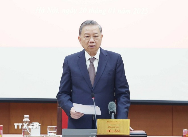Tổng Bí thư Tô Lâm, Trưởng Ban Chỉ đạo chủ trì phiên họp. Ảnh: Thống Nhất/TTXVN Tổng Bí thư Tô Lâm, Trưởng Ban Chỉ đạo chủ trì phiên họp. Ảnh: Thống Nhất/TTXVN