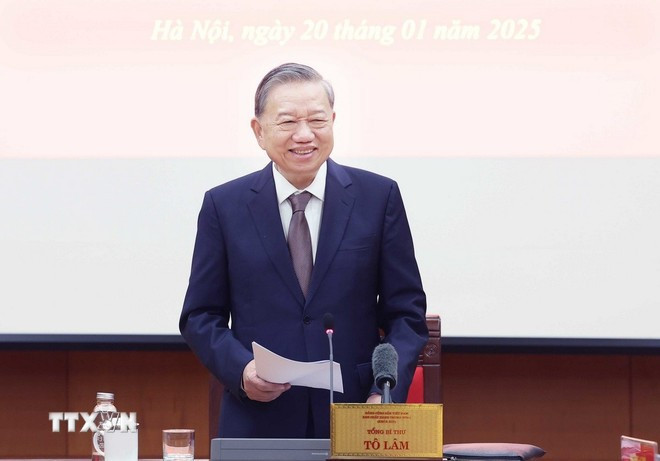 Tổng Bí thư Tô Lâm, Trưởng Ban Chỉ đạo chủ trì phiên họp. Ảnh: Thống Nhất/TTXVN Tổng Bí thư Tô Lâm, Trưởng Ban Chỉ đạo chủ trì phiên họp. Ảnh: Thống Nhất/TTXVN