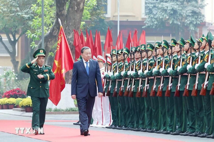 Tổng Bí thư Tô Lâm đến thăm, làm việc tại Bộ Tư lệnh Bộ đội Biên phòng. Ảnh: Thống Nhất/TTXVN