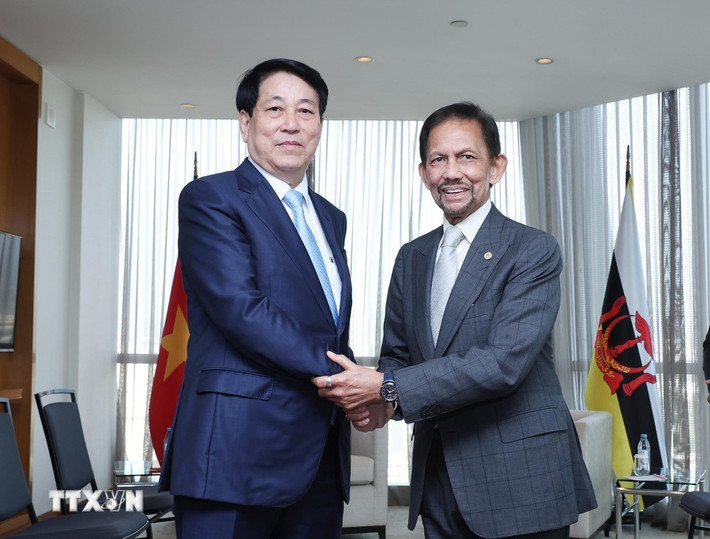 Chủ tịch nước Lương Cường gặp Quốc vương Brunei Hassanal Bolkiah. Ảnh: Lâm Khánh/TTXVN Chủ tịch nước Lương Cường gặp Quốc vương Brunei Hassanal Bolkiah. Ảnh: Lâm Khánh/TTXVN