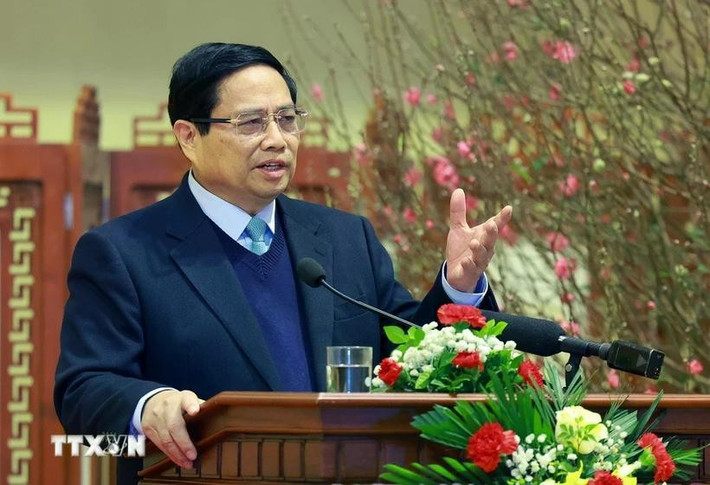 Thủ tướng Phạm Minh Chính chúc mừng năm mới ngành ngân hàng. Ảnh: Dương Giang/TTXVN Thủ tướng Phạm Minh Chính chúc mừng năm mới ngành ngân hàng. Ảnh: Dương Giang/TTXVN