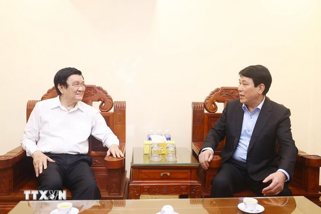 Chủ tịch nước Lương Cường thăm hỏi, chúc Tết nguyên Ủy viên Bộ Chính trị, nguyên Chủ tịch nước Trương Tấn Sang. Ảnh: Lâm Khánh/TTXVN Chủ tịch nước Lương Cường thăm hỏi, chúc Tết nguyên Ủy viên Bộ Chính trị, nguyên Chủ tịch nước Trương Tấn Sang. Ảnh: Lâm Khánh/TTXVN