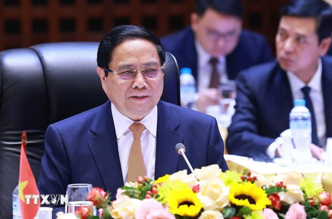 Thủ tướng Phạm Minh Chính phát biểu tại Kỳ họp lần thứ 47 Ủy ban liên Chính phủ Việt Nam - Lào. Ảnh: Dương Giang/TTXVN Thủ tướng Phạm Minh Chính phát biểu tại Kỳ họp lần thứ 47 Ủy ban liên Chính phủ Việt Nam - Lào. Ảnh: Dương Giang/TTXVN