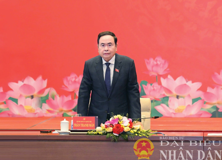 Bí thư Đảng ủy Quốc hội, Chủ tịch Quốc hội Trần Thanh Mẫn chủ trì Hội nghị đầu tiên của Ban Chấp hành Đảng bộ Quốc hội. Ảnh: Lâm Hiển dbnd_br_img-6693.jpg