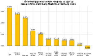 Tốc độ tăng/giảm các nhóm hàng hóa và dịch vụ trong rổ chỉ số CPI tháng 10.2024 so với tháng trước