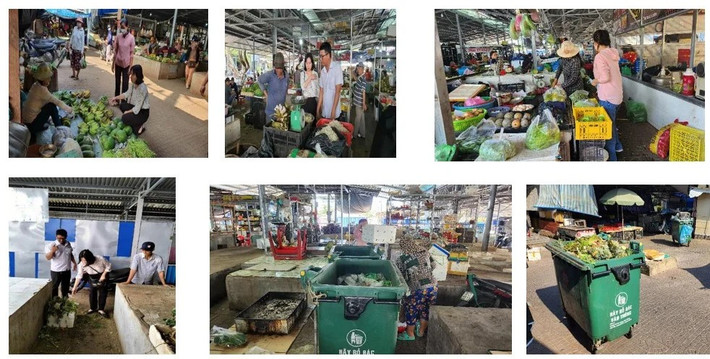 Vận động và thu gom rác hữu cơ tại chợ ở Tuy Hòa, Phú Yên. Ảnh: WWF Việt Nam thu-gom.jpg