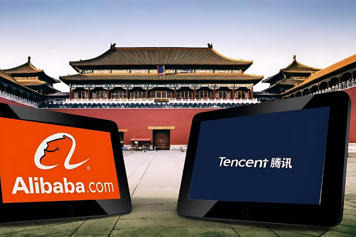 Hai gã khổng lồ công nghệ Trung Quốc là Alibaba và Tencent. Nguồn: campaignasia.com Hai gã khổng lồ công nghệ Trung Quốc là Alibaba và Tencent. Nguồn: campaignasia.com
