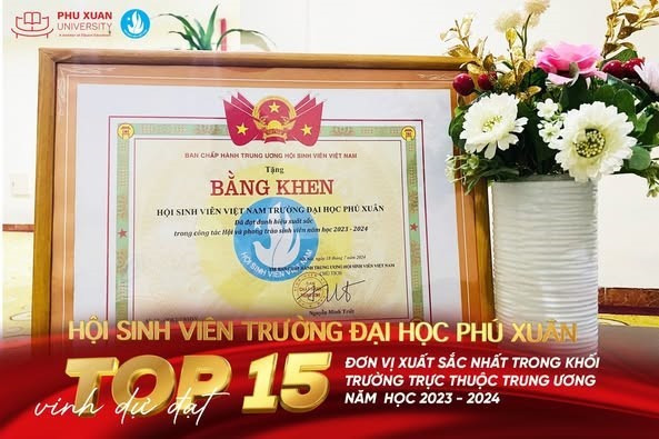 Hội sinh viên trường Đại học Phú Xuân đạt danh hiệu xuất sắc trong công tác Hội và phong trào sinh viên năm học 2023-2024